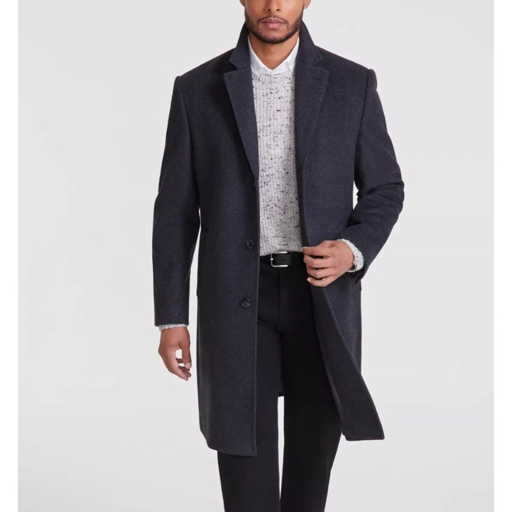 Michael Kors Men's Classic Fit Wool Cashmere Kavon Overcoat 40R Charcoal